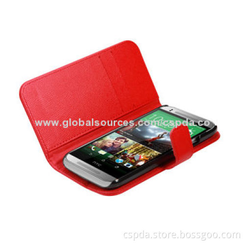 Wallet Design Back Stand PU Leather Mobile Phone Case for HTC One M8 Mini, with Card Slots and Clasp